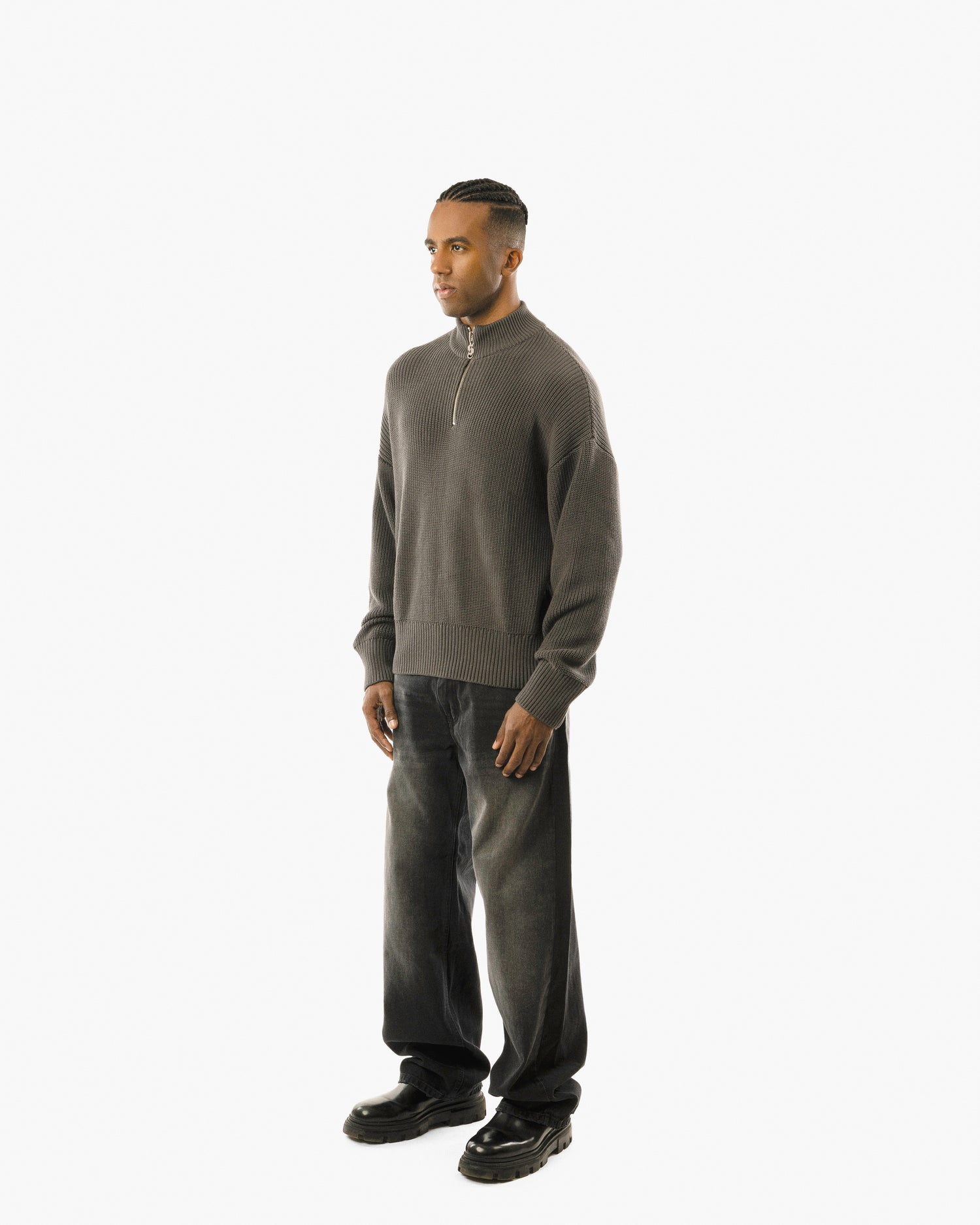 Streetwear Essential Oversized Quarter-Zip Sweater