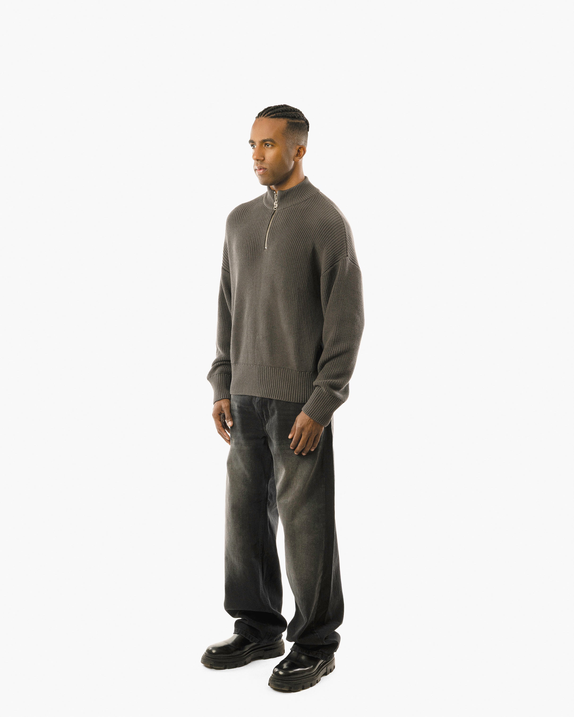 Streetwear Essential Oversized Quarter-Zip Sweater