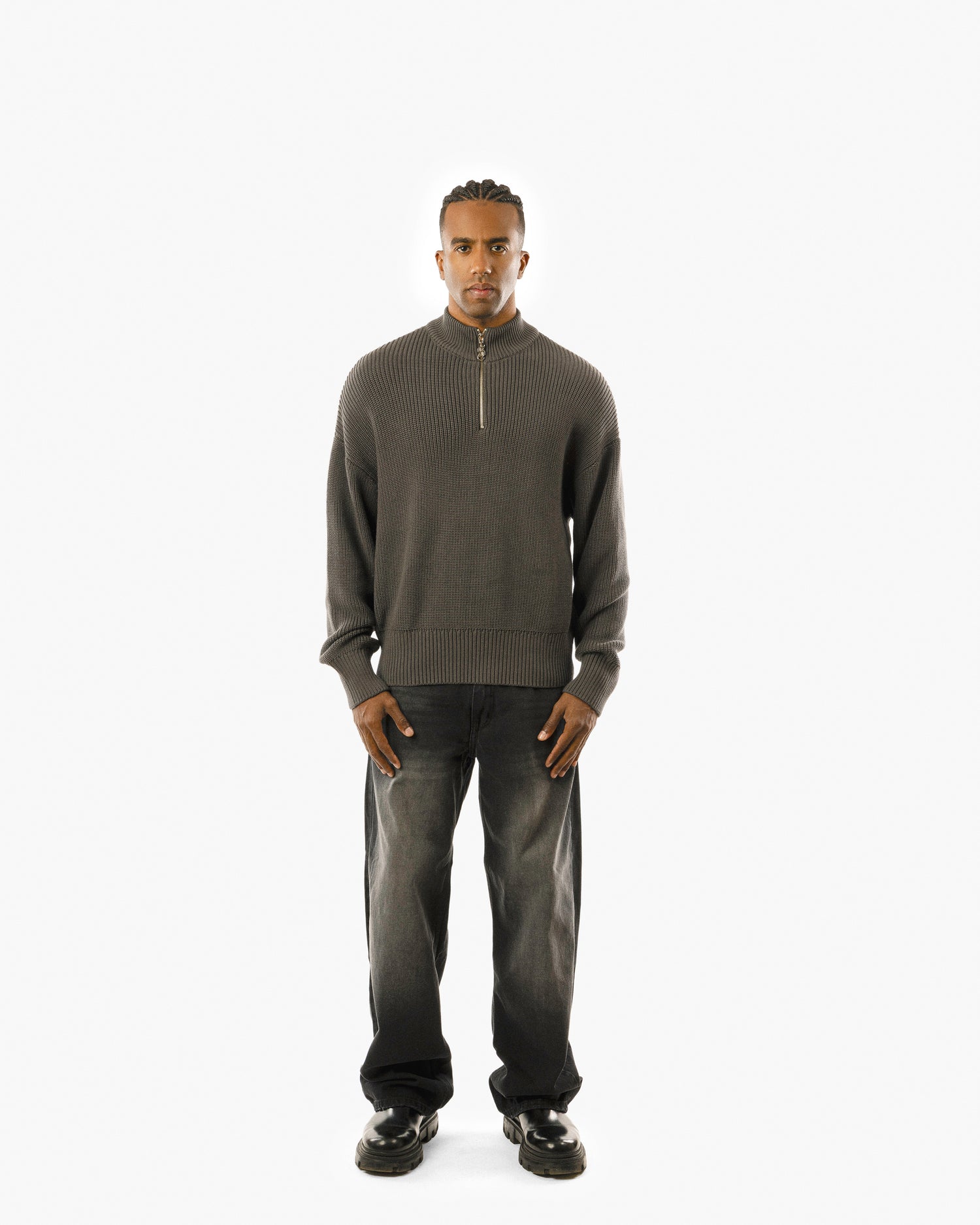 Streetwear Essential Oversized Quarter-Zip Sweater