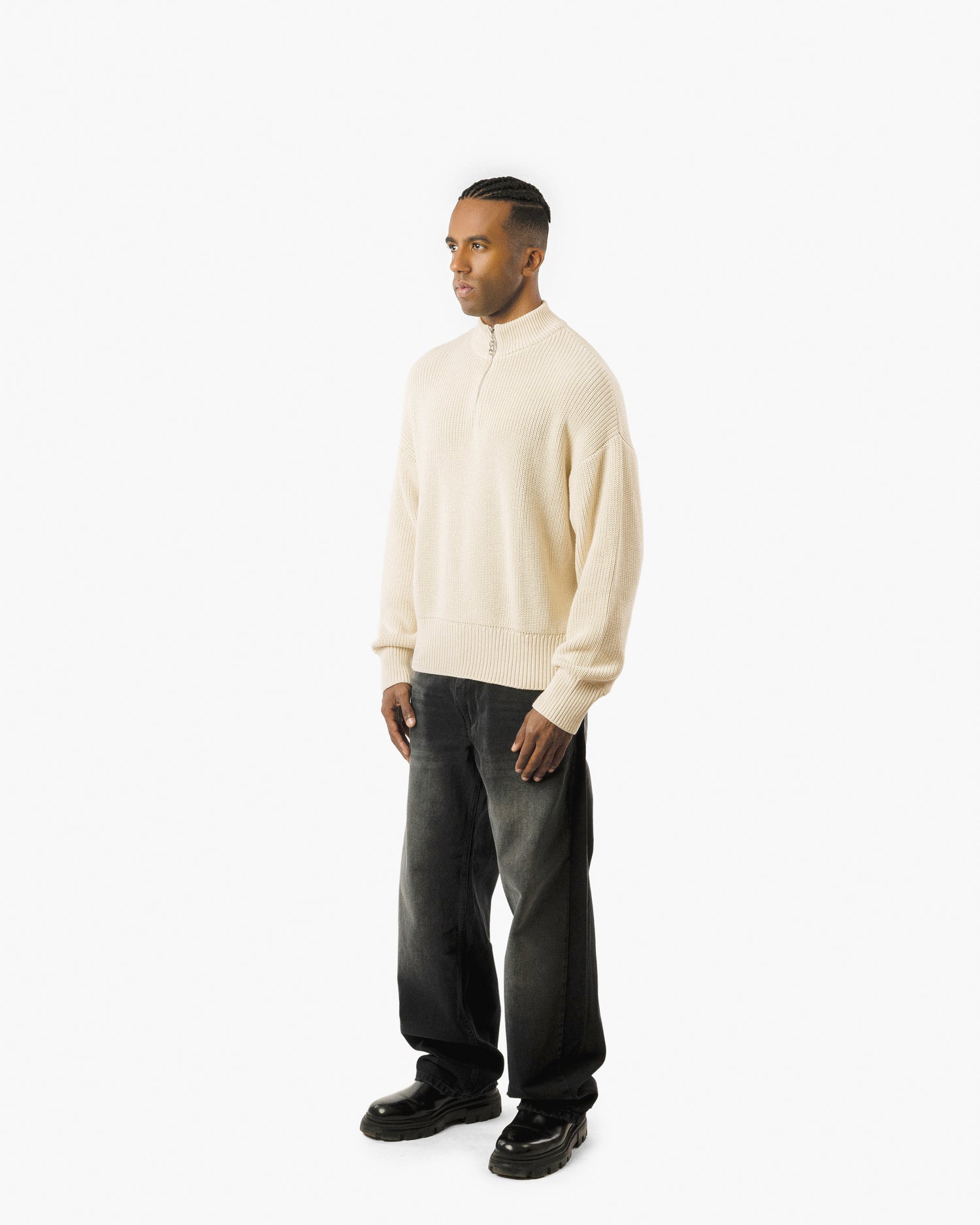 Streetwear Essential Oversized Quarter-Zip Sweater