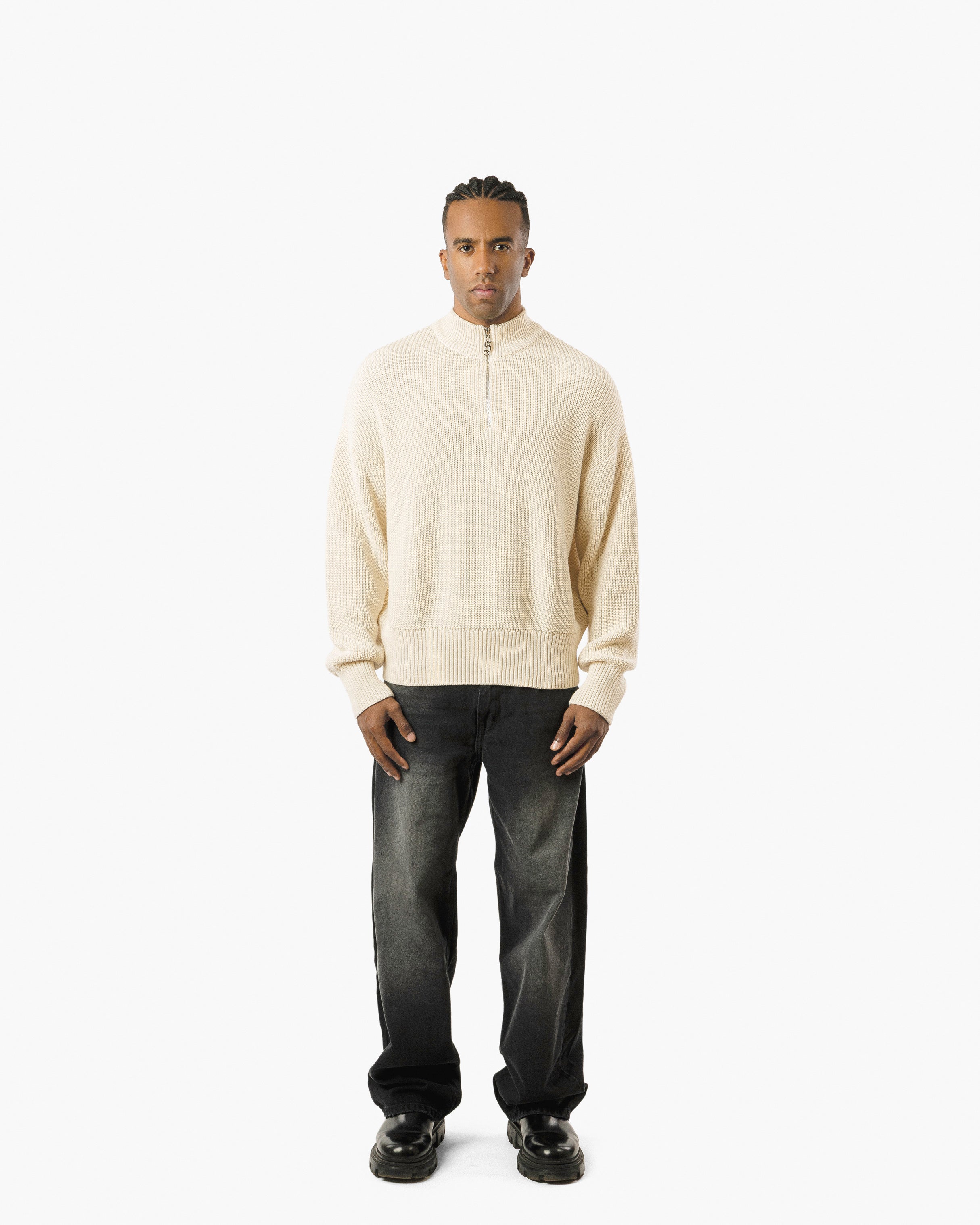 Streetwear Essential Oversized Quarter-Zip Sweater