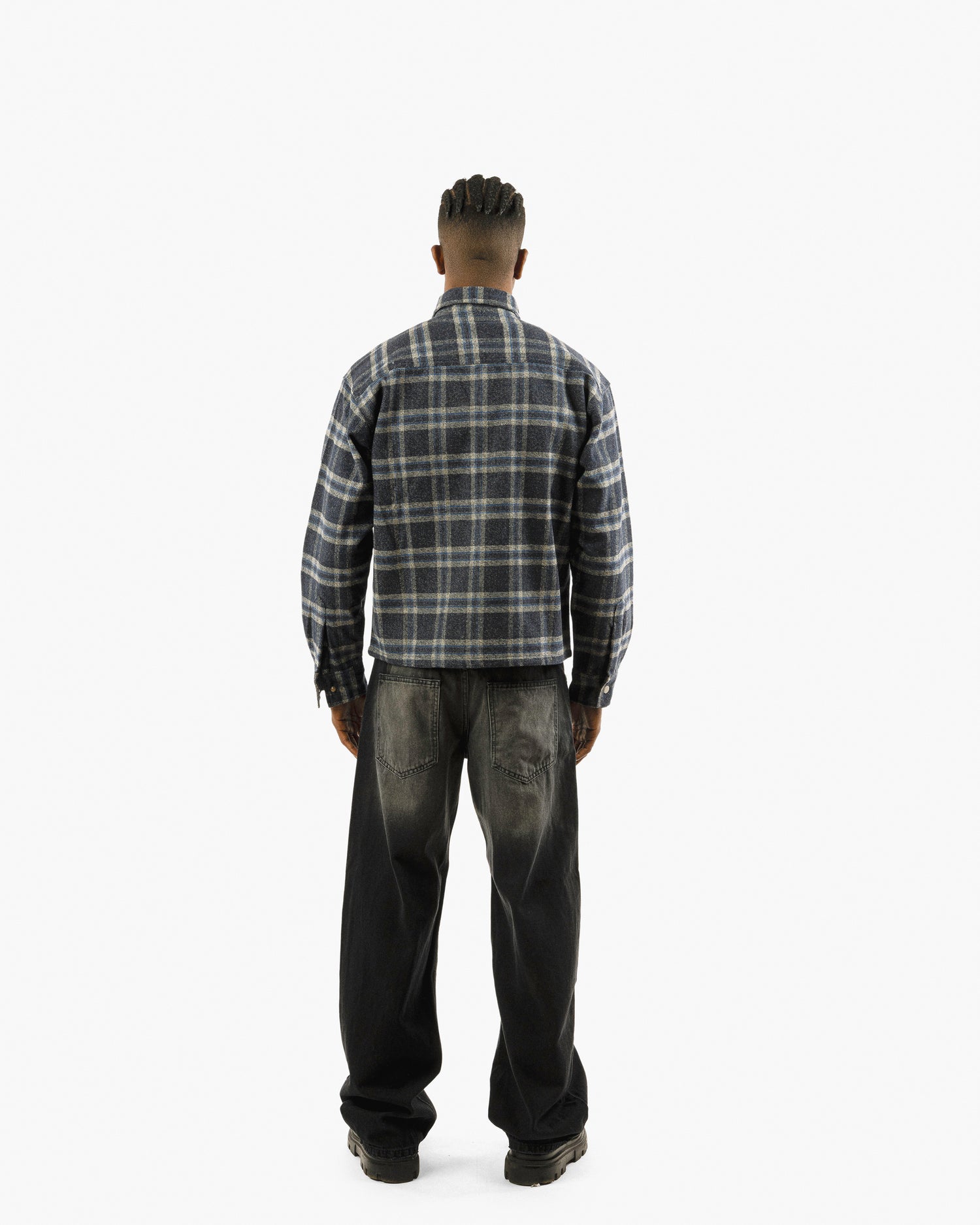 Essential Viella Plaid Overshirt Dark Blue*Grey