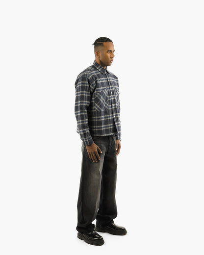 Essential Viella Plaid Overshirt Dark Blue*Grey