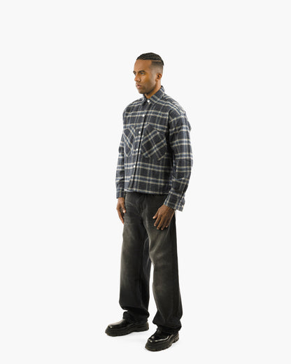 Essential Viella Plaid Overshirt Dark Blue*Grey