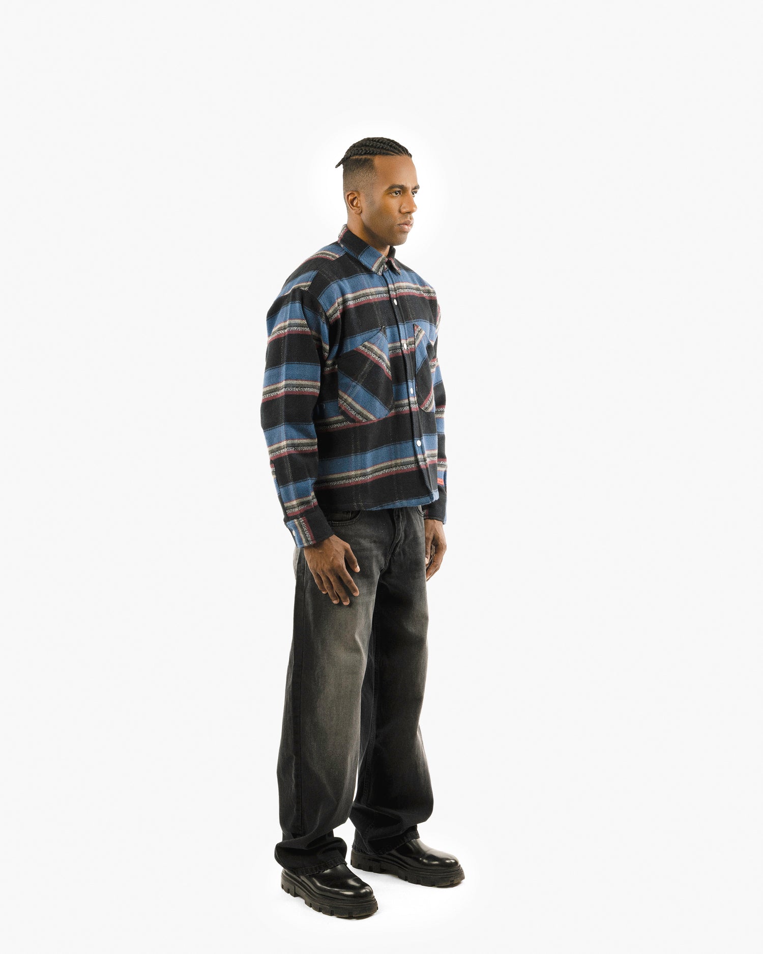 Essential Viella Plaid Overshirt Dark Blue*Red