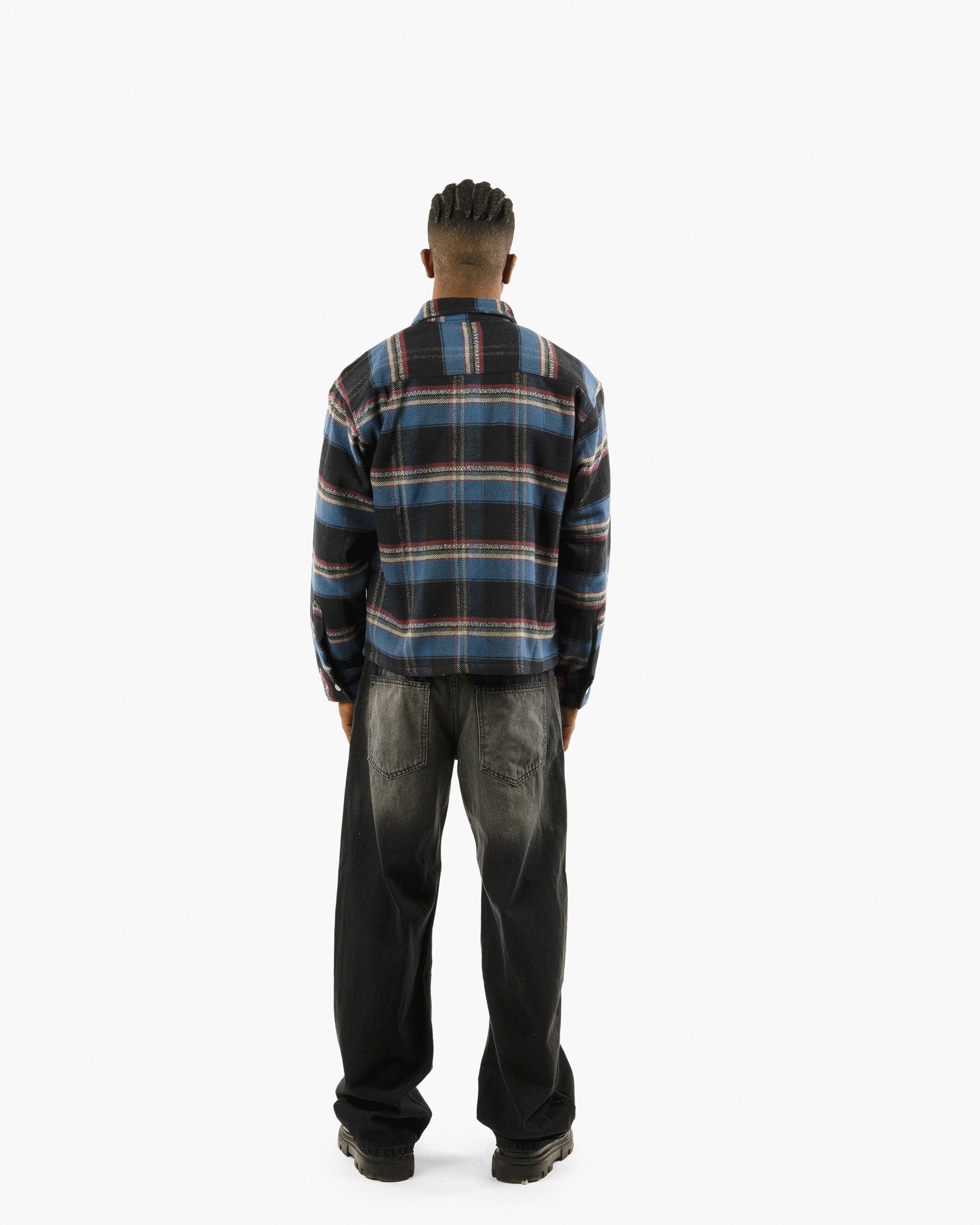 Essential Viella Plaid Overshirt Dark Blue*Red