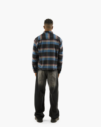 Essential Viella Plaid Overshirt Dark Blue*Red