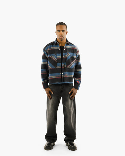 Essential Viella Plaid Overshirt Dark Blue*Red