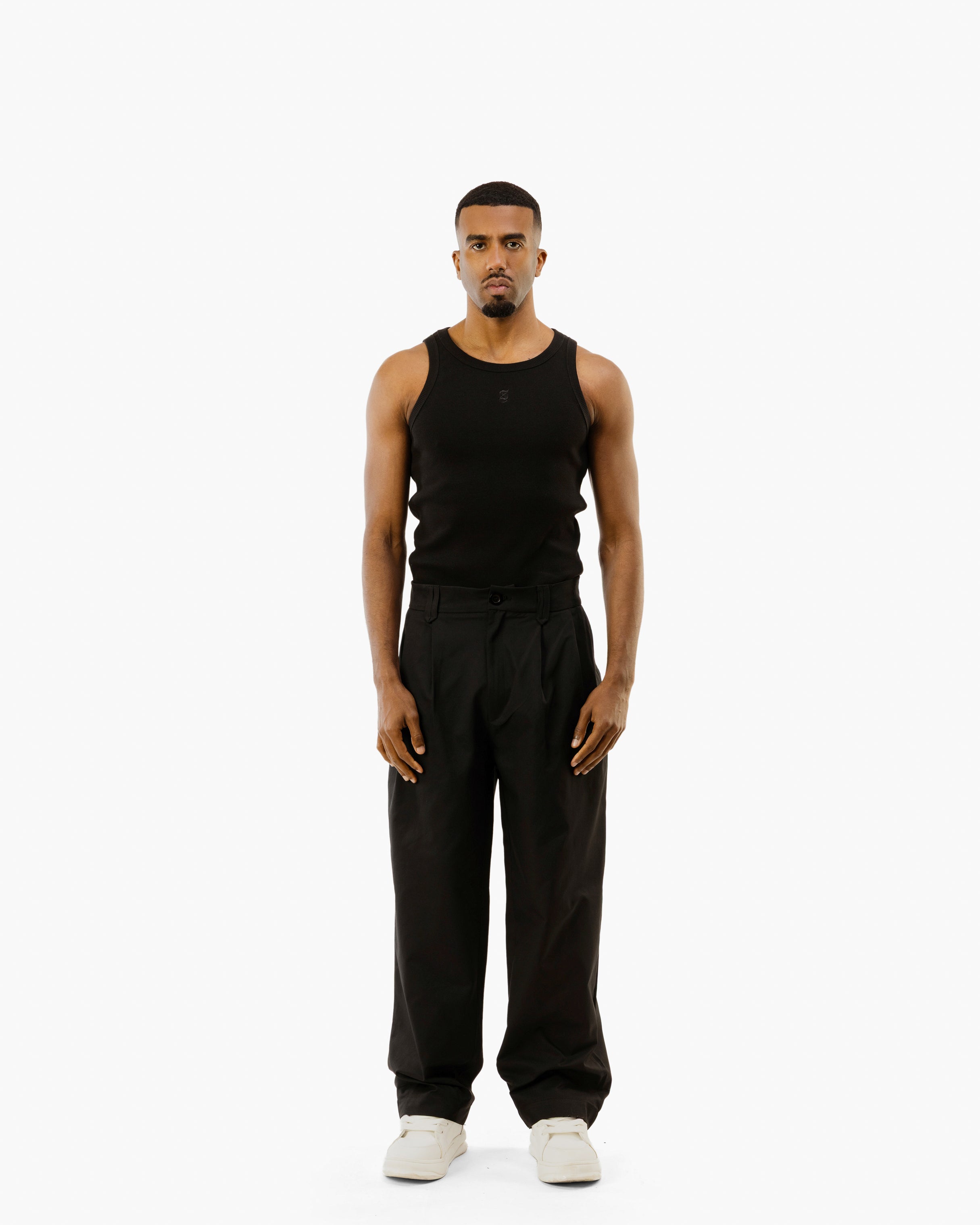 Pleated Gabardine Balloon Trousers | Relaxed Luxury | SWTS