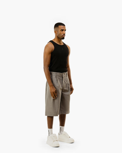 Pleated Gabardine Short