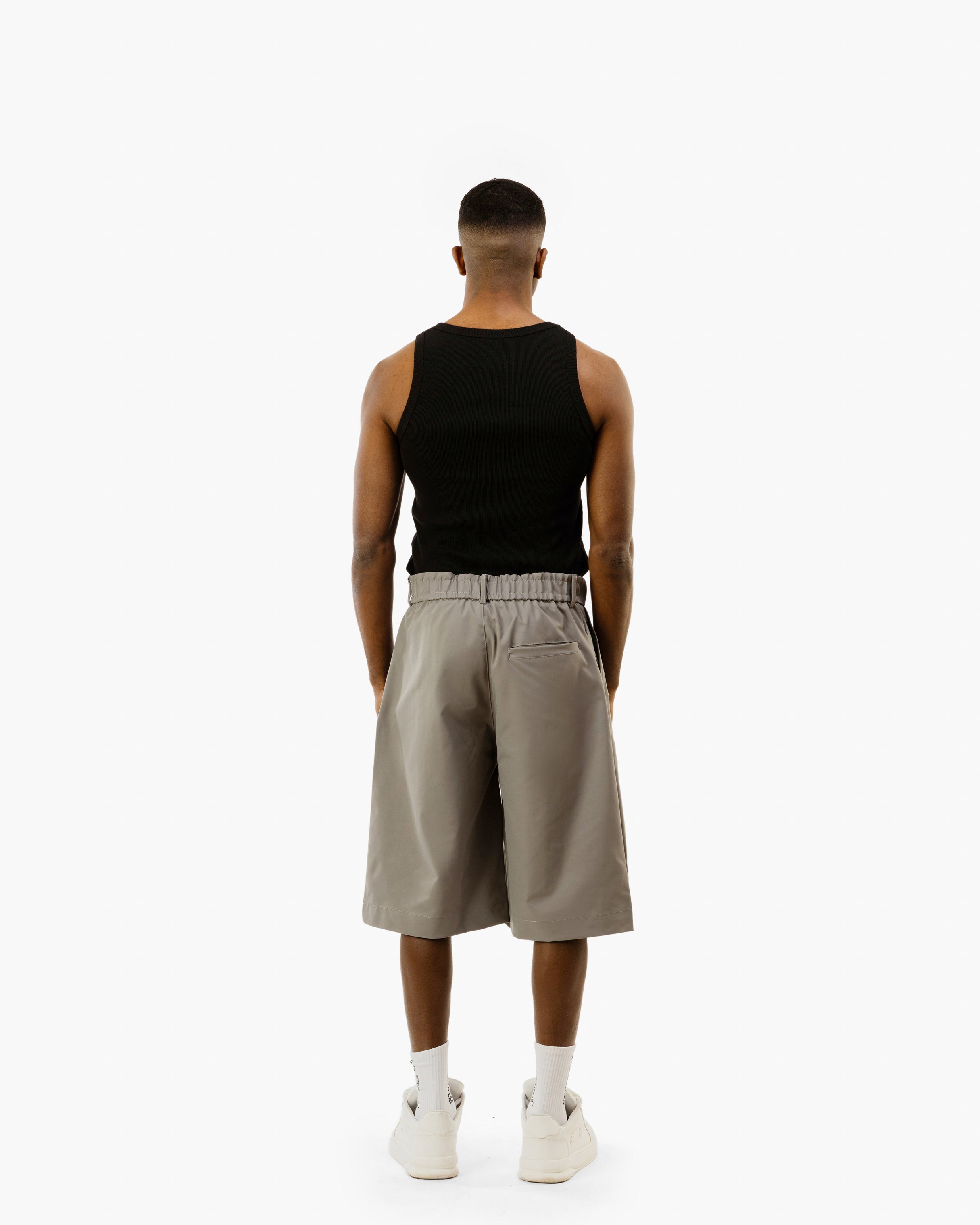 Pleated Gabardine Short