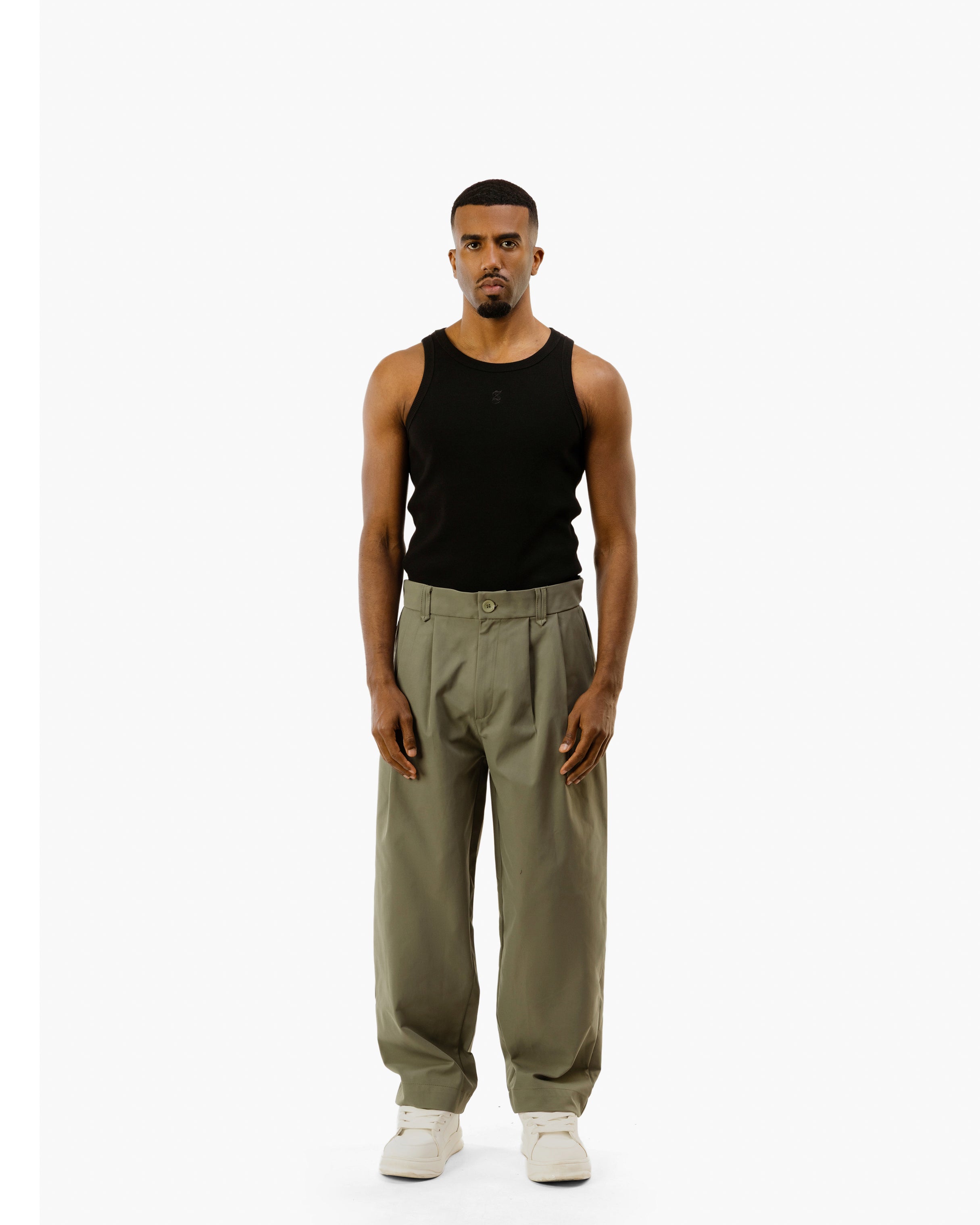 Pleated Gabardine Balloon Trouser