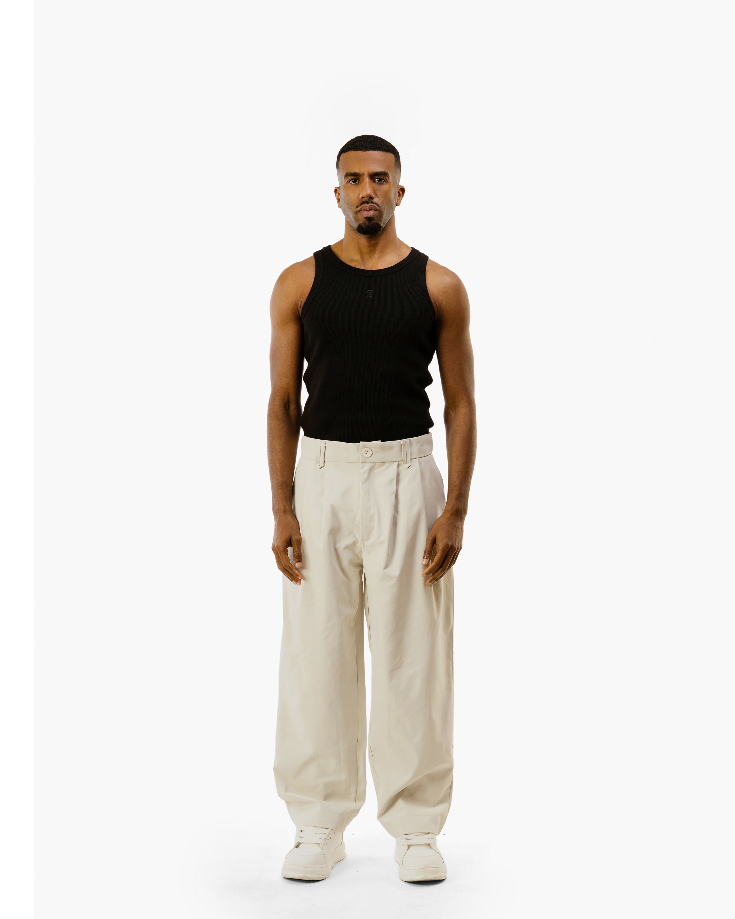 Pleated Gabardine Balloon Trousers | Relaxed Luxury | SWTS