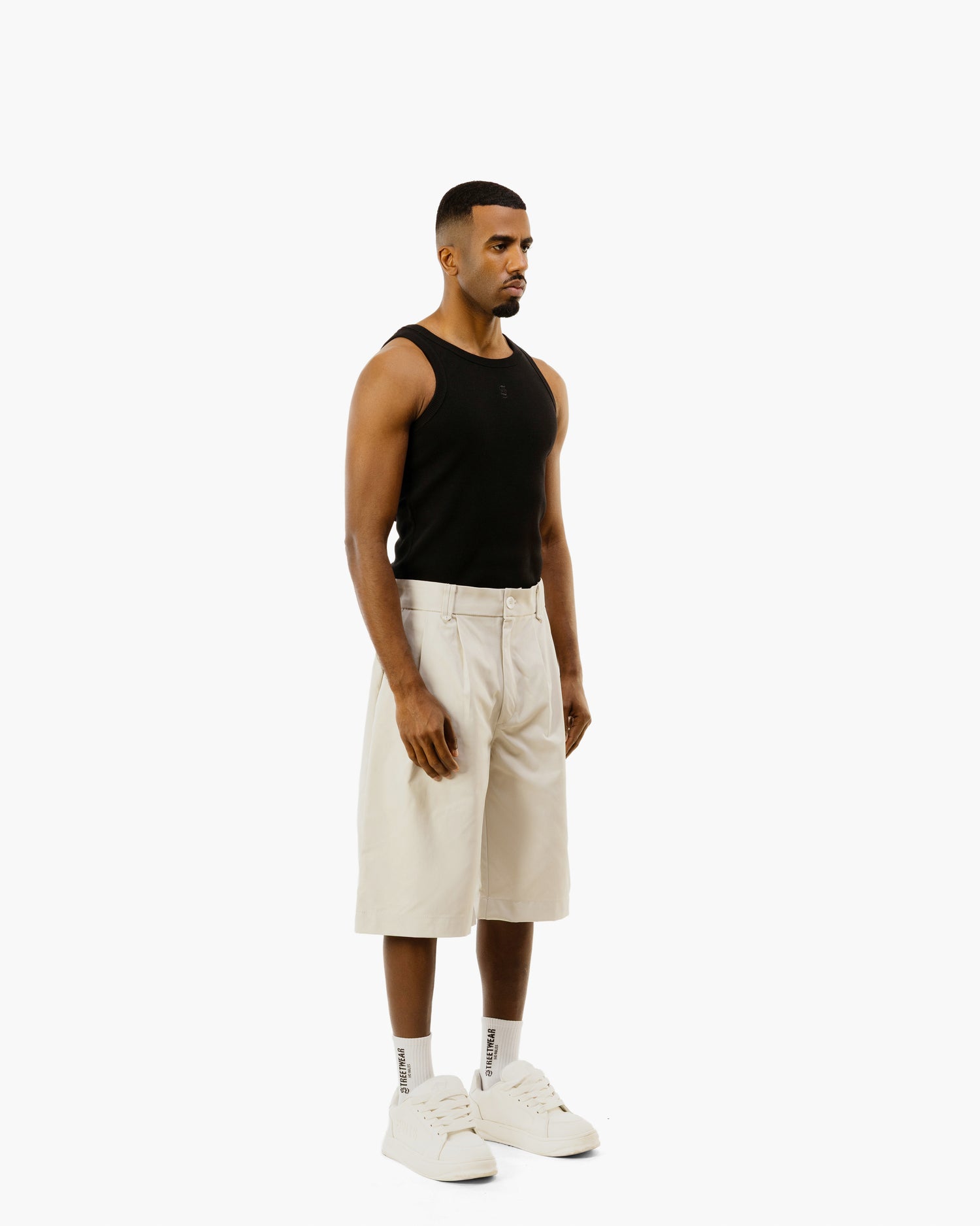 Pleated Gabardine Short