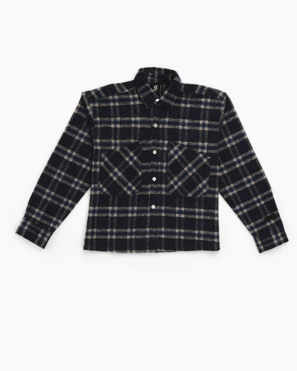 Essential Viella Plaid Overshirt Dark Blue*Grey