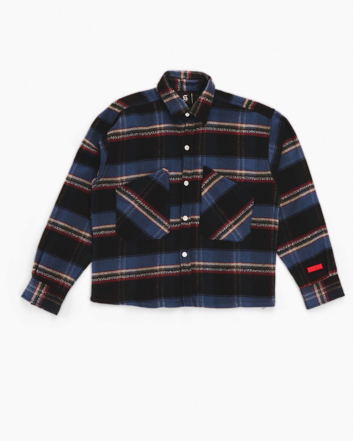 Essential Viella Plaid Overshirt Dark Blue*Red