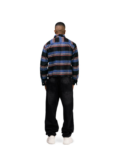 Essential Viella Plaid Overshirt Dark Blue*Red