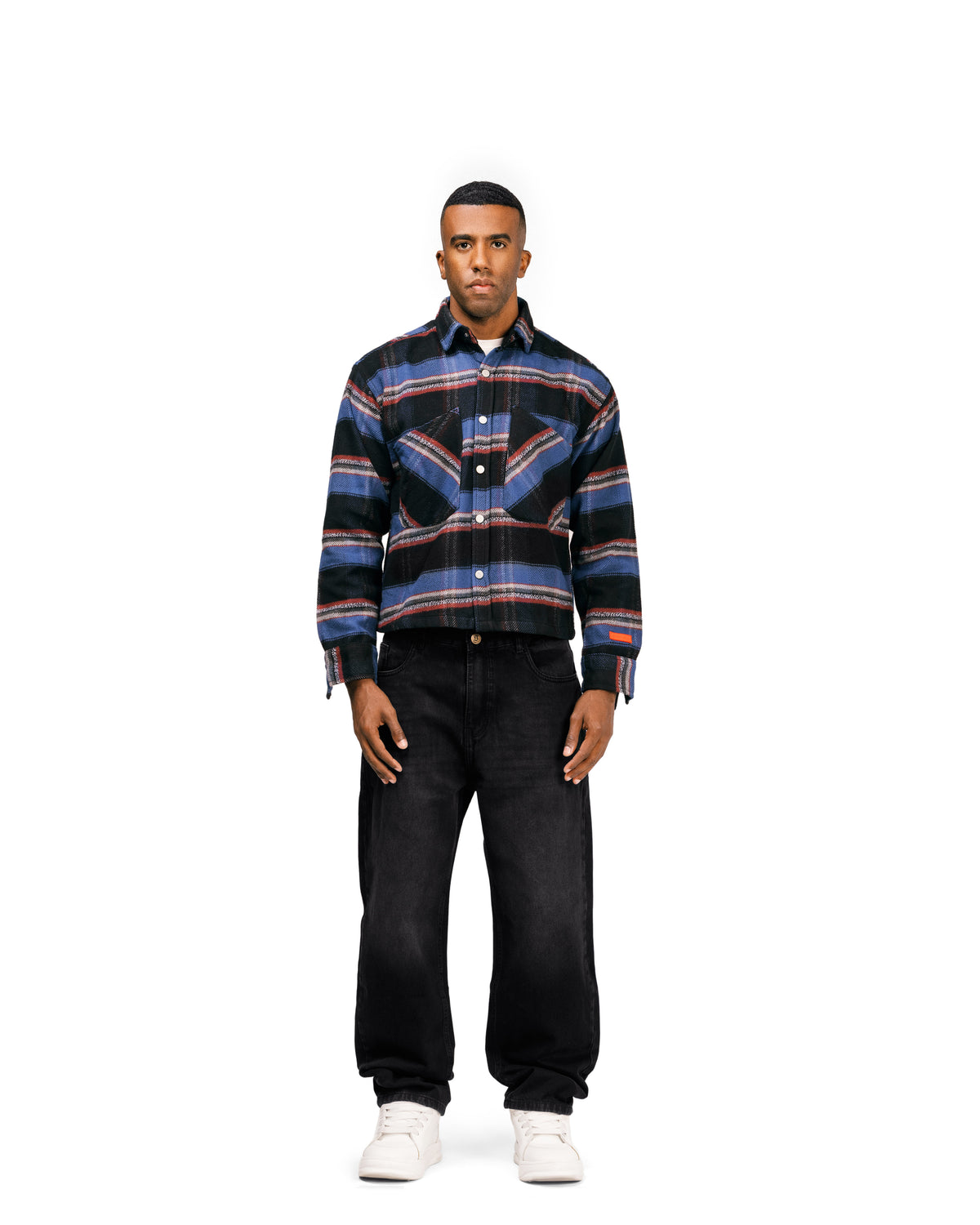 Essential Viella Plaid Overshirt Dark Blue*Red