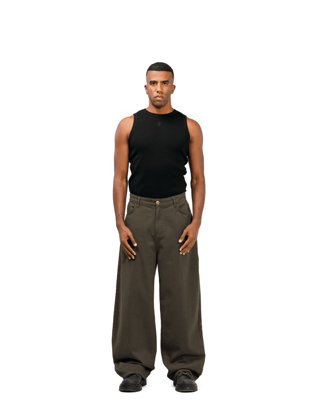 SWTS Olive Green Balloon Fit Gabardine Pants