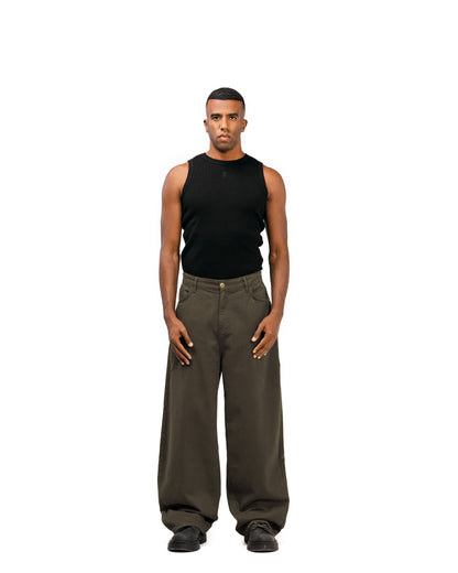 SWTS Olive Green Balloon Fit Gabardine Pants