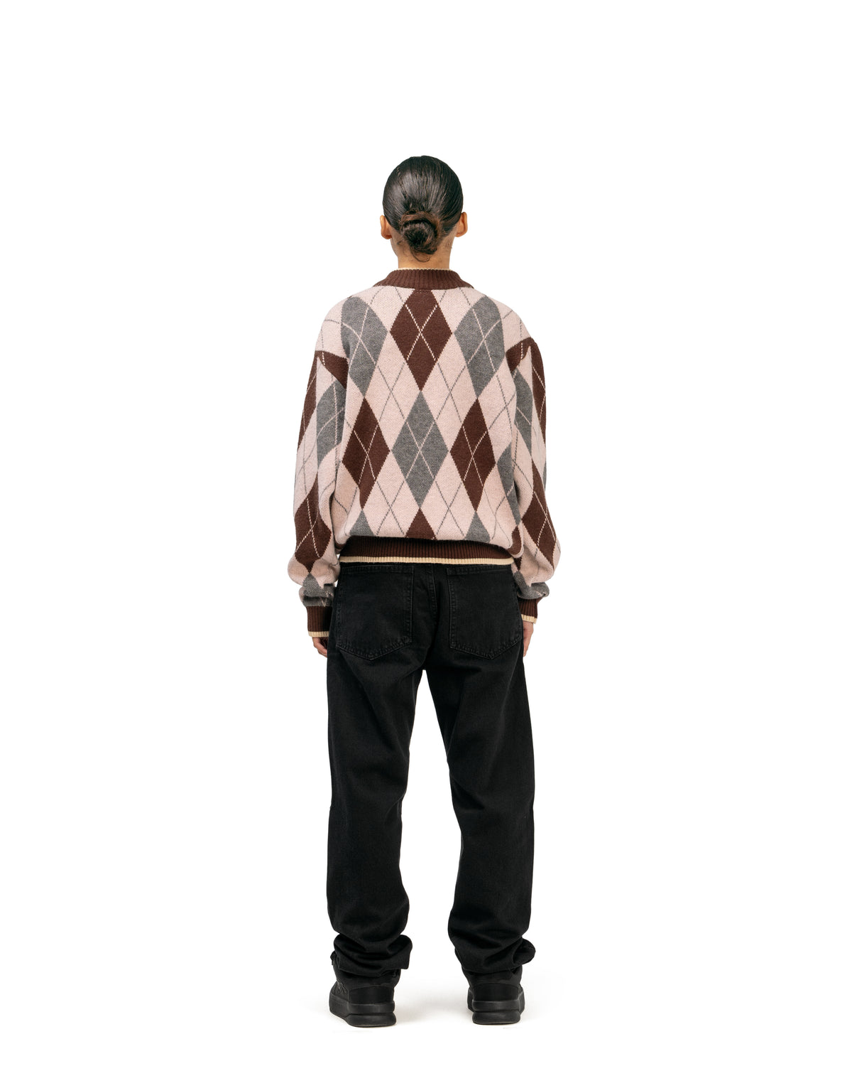 Streetwear Argyle Half-Zip Sweater